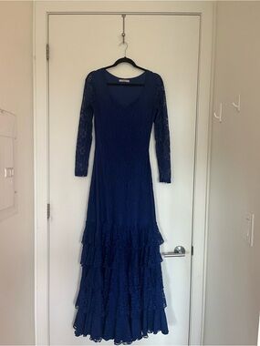 Royal Blue Lace Flamenco Dress